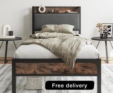 3ft Single Bed Frame with Storage Headboard