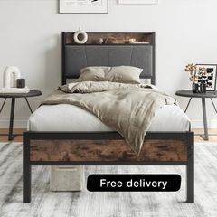 3ft Single Bed Frame with Storage Headboard