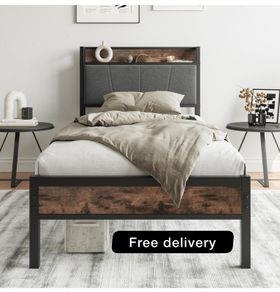 3ft Single Bed Frame with Storage Headboard