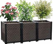 Raised Garden Bed Self Watering Deepened 50cm, 200L Large Planters Box for Outdoor Plants, Elevated Patio PP Flower Vegetables Planting Container, Garden Bed Planter Box Kit Drainage Holes