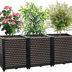 Raised Garden Bed Self Watering Deepened 50cm, 200L Large Planters Box for Outdoor Plants, Elevated Patio PP Flower Vegetables Planting Container, Garden Bed Planter Box Kit Drainage Holes