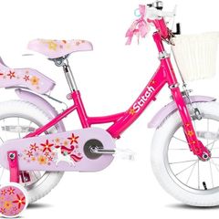 Unicorn 12/14/16/18 Inch Girls Bike for 2-9 Years Old Kids, 12/14/16/18 Inch Gilrs Bike with Stabilisers & Doll Seat& Basket & hand brakes