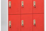 Locker Cabinet Light Grey and Red 90x45x92.5 cm Steel