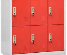 Locker Cabinet Light Grey and Red 90x45x92.5 cm Steel