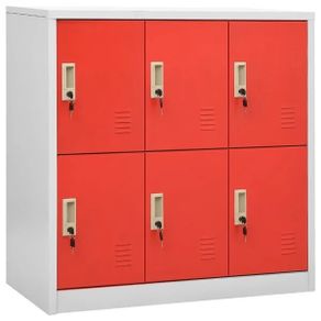 Locker Cabinet Light Grey and Red 90x45x92.5 cm Steel