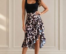 Satin Leopard Print Skirt, size S