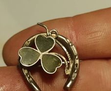 1907 Sterling Silver Horse Shoe and Shamrock Brooch