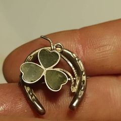 1907 Sterling Silver Horse Shoe and Shamrock Brooch