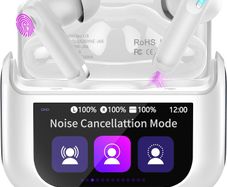 Thunelec U9 Earbuds, Bluetooth 5.4 with Touchscreen, In-Ear with Noise-Canceling Mic, 48-Hour Playtime, Deep Bass, Dark Gray