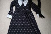 Wednesday Adams costume and wig size 10y
