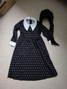 Wednesday Adams costume and wig size 10y