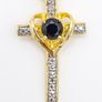 Vintage 18kt Gold On Sterling Silver Black Spinel Cross Necklace Image 2