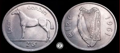 [#2330] - Ireland 1961 | Irish 2s6d | Irish Half Crown | Horse | KM.16a