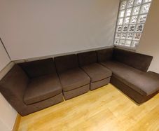 4 Seater L Corner Sofa Brown Fabric couch