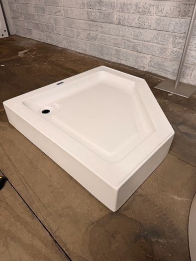 Shower pan and glass door - corner unit