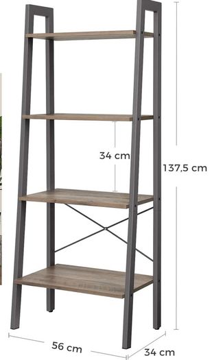 Ladder Shelf, 4-Tier Bookshelf, Free Standing Storage Shelves, Stable Metal Frame, in the Living Room Bedroom Kitchen or Balcony, Easy to Assemble, Industrial (FREE POSTAGE)