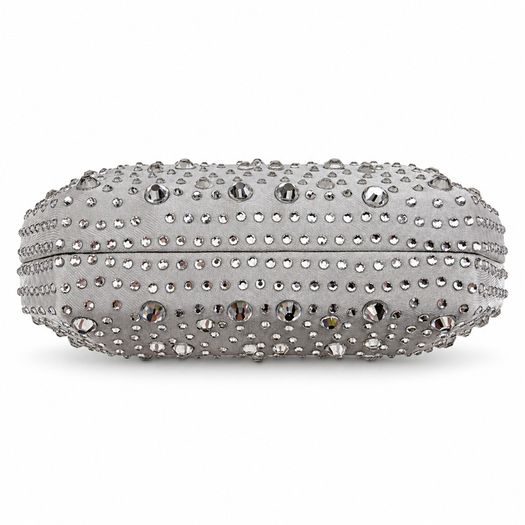 Silver Satin Rhinestone Clutch Bag Wedding or Party