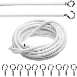 Net Curtain Wire. 3 Metre Length. Includes 8 Eyes 8 Hooks