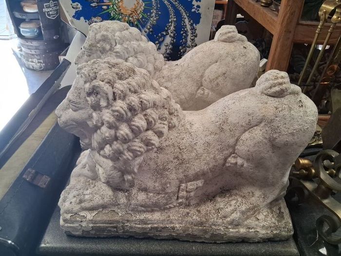 Large Pair cast stone Garden Lions