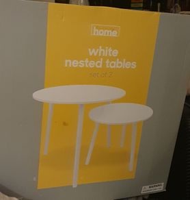 In box: Home White Nested Tables (Set of 2)