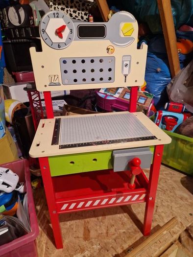 Wooden toy work bench