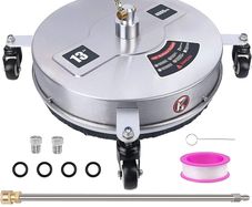 13" Pressure Washer Surface Cleaner with 4 Wheels, Stainless Steel Housing & 1/4" Quick Connector, Power Washer Attachment with 2 Extension Wands, 2 Replacement Nozzles, 4000 PSI (13inch)