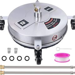 13" Pressure Washer Surface Cleaner with 4 Wheels, Stainless Steel Housing & 1/4" Quick Connector, Power Washer Attachment with 2 Extension Wands, 2 Replacement Nozzles, 4000 PSI (13inch)