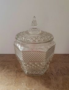 Mid-century american pressed glass cookie jar