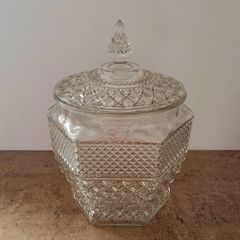Mid-century american pressed glass cookie jar