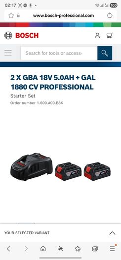 Bosch Professional Starter Set ( 2 x 5Ah Coolpack amp share battery's & 1 x 8amp fast charger )