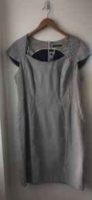 Dunnes Navy Ticking Dress size 16 New with tags