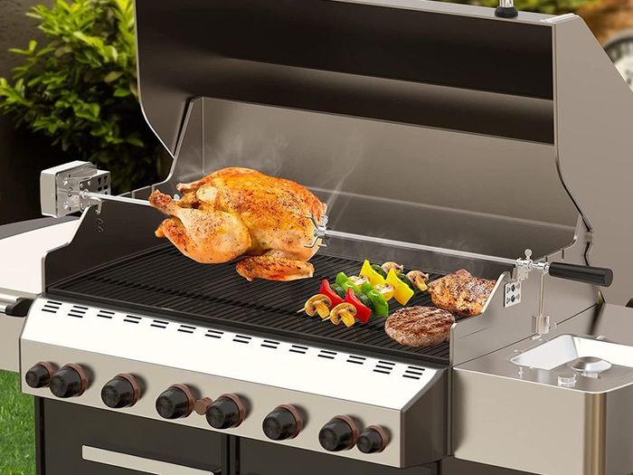 Universal Barbecue Skewer Set Rotisserie Kit Hexagonal Skewer Rod with EU Electric Motor Holder