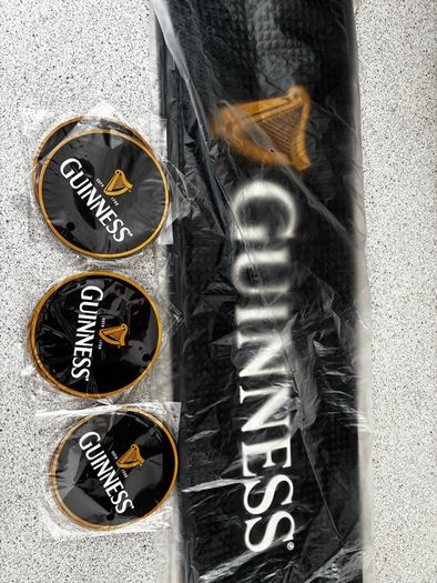guinness rubber bar runner and coasters