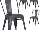 Metallic Grey Metal Chairs x4