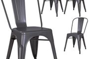 Metallic Grey Metal Chairs x4