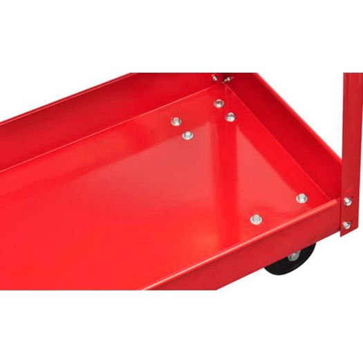Set of 2 Workshop Tool Trolleys 100 kg Heavy-Duty Steel Garage Carts with 2 Shelves