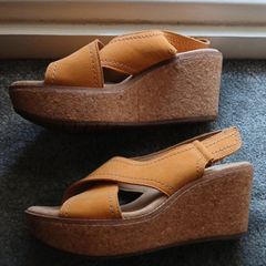 clarks leather wedge sandals size 4.5