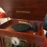 Vinyl record player, Bluetooth vintage with built-in speakers - LP vinyl record playback, FM radio, cassettes, CD, MP3 USB and SD card reader - Retro (monarch) Image 4