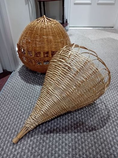 2 x Vintage Wicker Pendant Light Shades