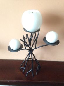Beautiful Cast Iron Candle Holder with 3 candles