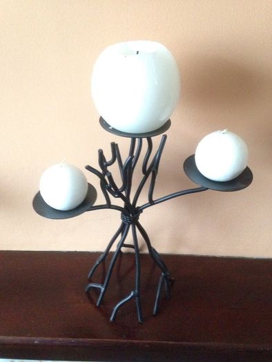 Beautiful Cast Iron Candle Holder with 3 candles