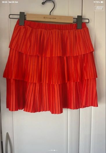 skirt Zara mini pleated tiered skirt coral red small