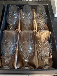 6 Killarney Crystal Stemmed Beverage Glasses