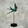 Flying Swallow - Patinated Bronze, Metal Stand Image 6