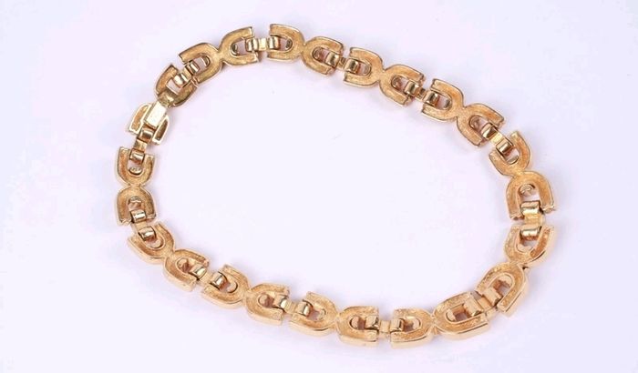Christian Dior Pave Chain Link Collar Necklace Statement Chunky