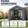 3x2x1.8m Portable Storage Shed, with Waterproof Cover Heavy-Duty Outdoor Shelter with Roll-Up Zip Door for Motorbikes, Garden Tools and Equipment on Patios, Yards or Driveways Image 2