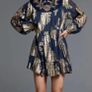 Reduced Gorgeous Zara Bloggers Insta Famous Navy & Gold Contrast Velvet & Embroidered Metallic Thread Tunic Dress   Size XL UK 14 Image 9
