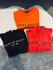 Tommy Hilfiger Unisex Hoodie & Sweatshirt Bundle (Black, Red, Orange)
