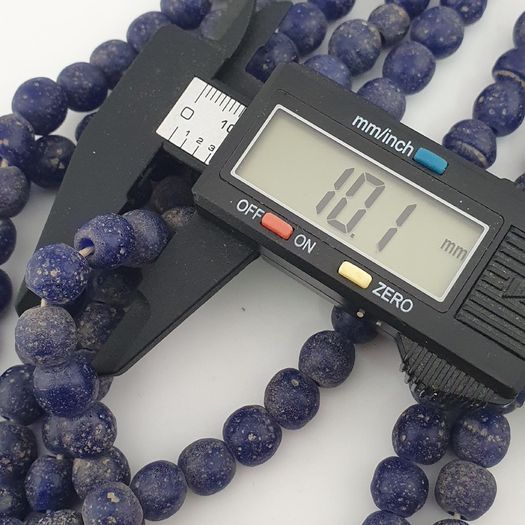 Antique African Style Cobalt Blue 9 -10mm Glass Beads Strands