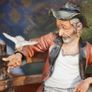 Porcelain Figurine of Seated Elderly Man with Birds Image 2